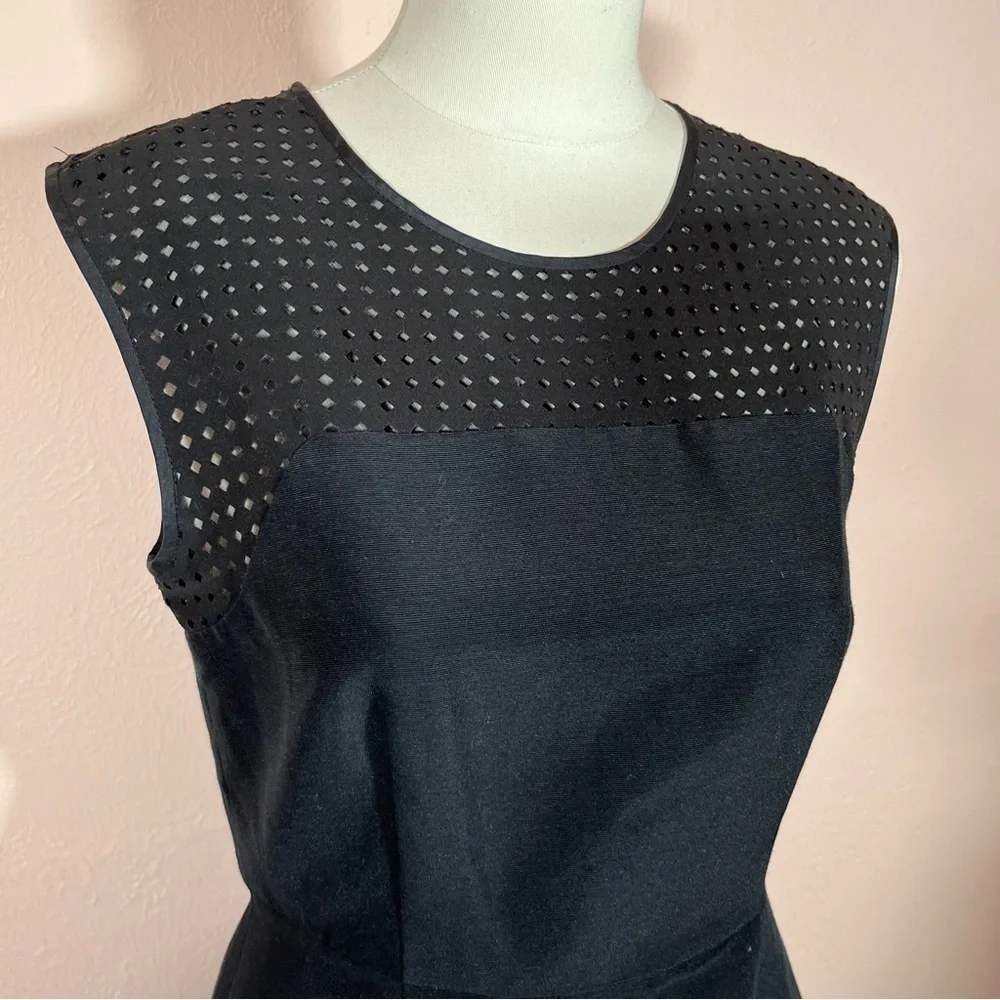 J.CREW LBD fit and flare classic black sleeveless mini dress Cocktail Silk deco